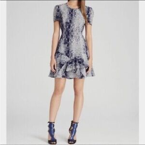 Reiss blue and white cream snakeskin dress size 2 good condition